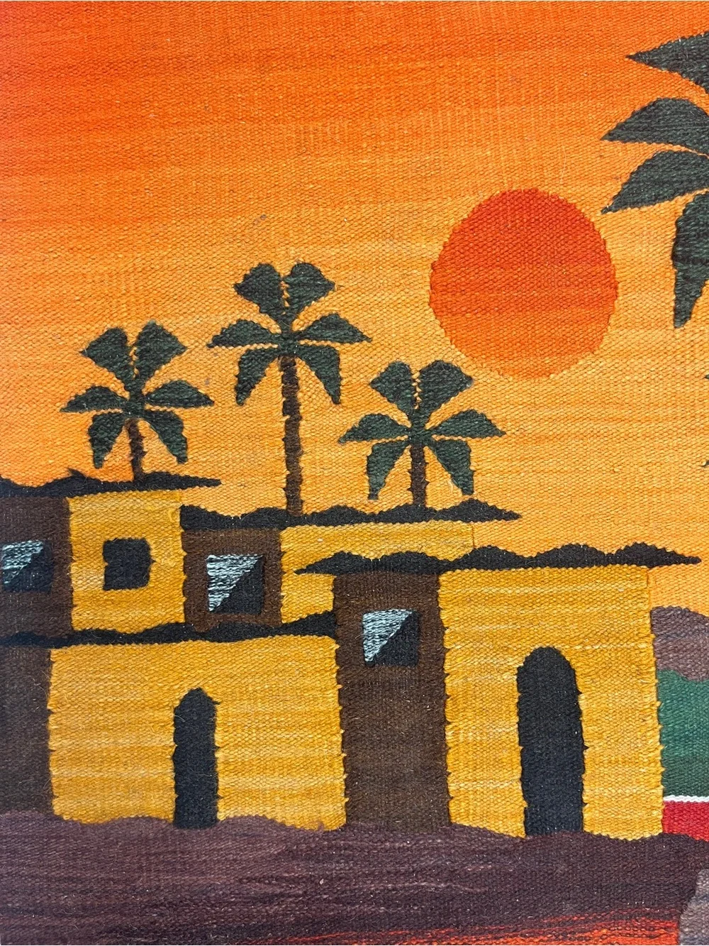 Sunset Desert Tapestry Wall Hanging in Orange and Blue